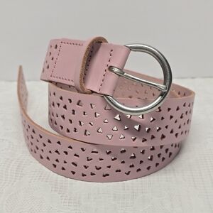 GAP Pink Leather Hearts Eyelet Laser Cut Belt Women's Size S Coquette Boho